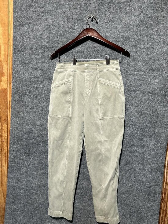 Spanx Pants - Spanx Pants Womens Medium Beige Stretch Twill Ankle Crop Pull On Pockets Casual